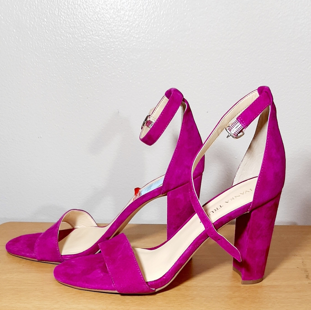 $120 Ivanka Trump Block Heel Ankle  Sandal Pink